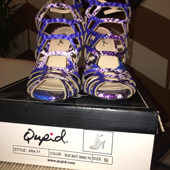 Qupid Blue & Purple Snakeskin Sandal - Picture 7 of 8
